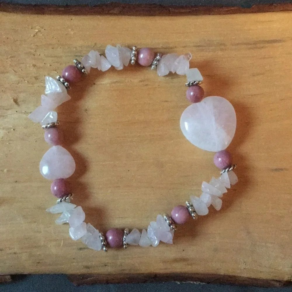 💖Rose quartz and rhodonite bracelet heart